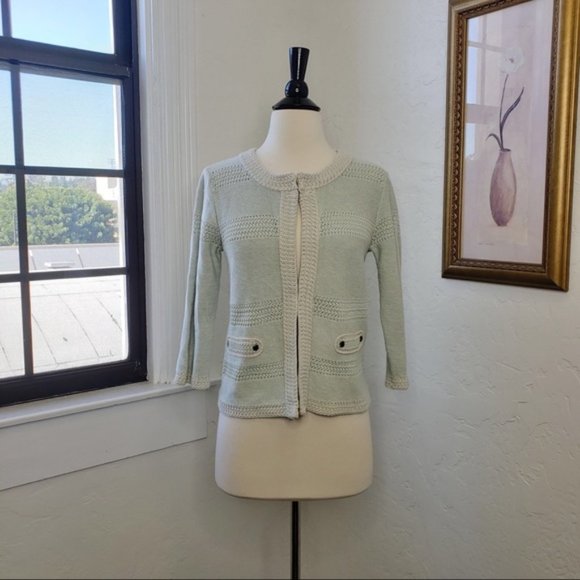 CAbi ~ Mint Green Hook Closure Cardigan ~ M - Picture 3 of 3